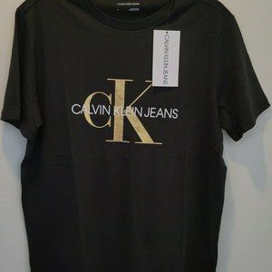Calvin Klein Men's T-Shirt - Black with Gold CK- M